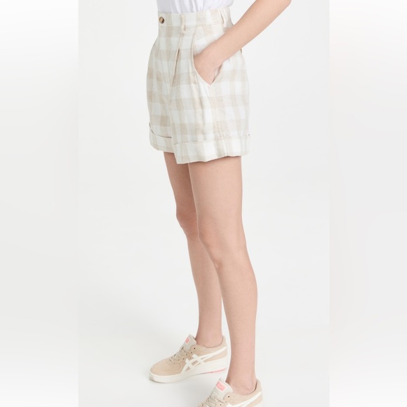 Madewell Linen-blend Pleated Cuff Shorts: Undyed plaid - Picture 2 of 6
